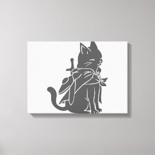 Warrior cat silhouette - Choose background color Canvas Print