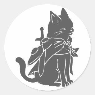 Warrior cat silhouette - Choose background color Classic Round Sticker
