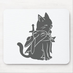 Warrior cat silhouette - Choose background color Mouse Mat