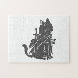 Warrior cat silhouette - Choose background colour Jigsaw Puzzle