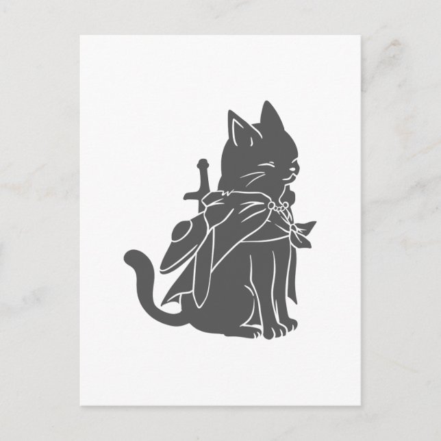 Warrior cat silhouette - Choose background colour Postcard (Front)