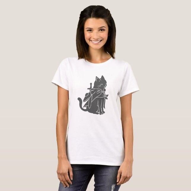 Warrior cat silhouette - Choose background colour T-Shirt (Front Full)