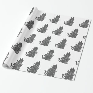 Warrior cat silhouette - Choose background colour Wrapping Paper