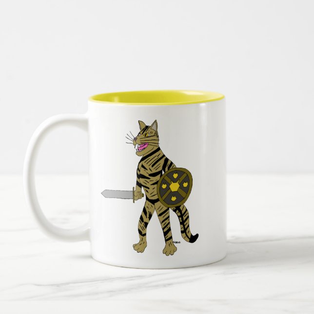 Warrior Cat  Two-Tone Coffee Mug (Left)