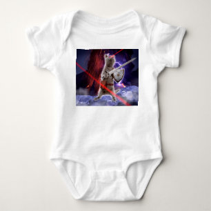 Warrior cat with lasers from eye baby bodysuit