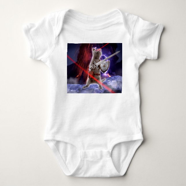 Warrior cat with lasers from eye baby bodysuit (Front)