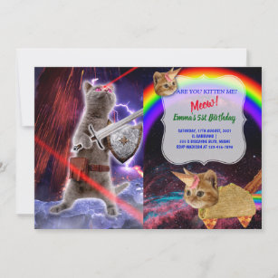 Warrior cat with lasers from eye invitation