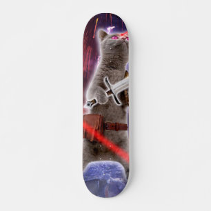 Warrior cat with lasers from eye skateboard