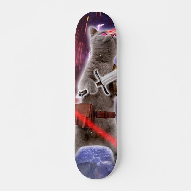 Warrior cat with lasers from eye skateboard (Front)