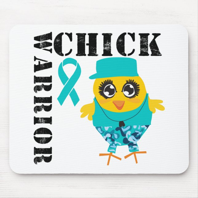 Warrior Chick Ovarian Cancer Mouse Mat (Front)