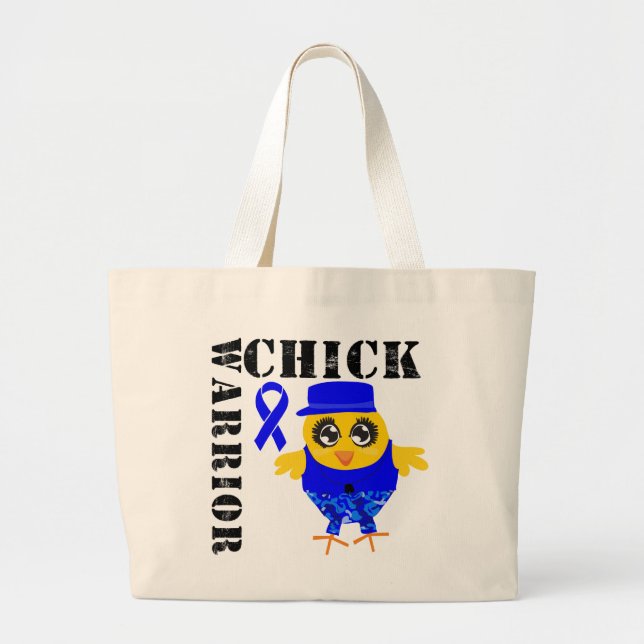 Warrior Chick Rectal Cancer Large Tote Bag (Front)