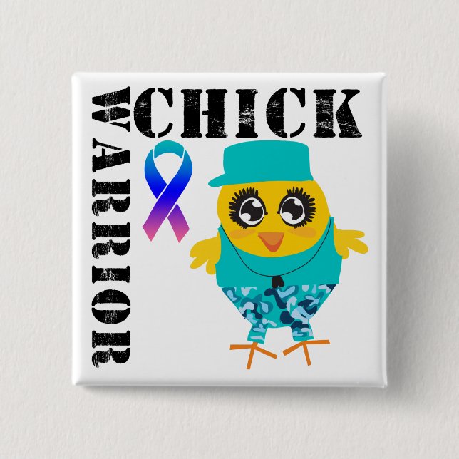 Warrior Chick Thyroid Cancer 15 Cm Square Badge (Front)