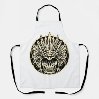 Warrior Chief Skull Graphic Art Apron