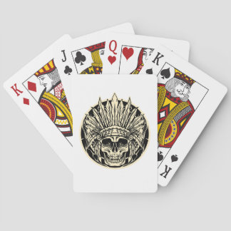 Warrior Chief Skull Graphic Art Playing Cards