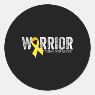 Warrior Childhood Cancer Awareness Ribbon Child Ki Classic Round Sticker