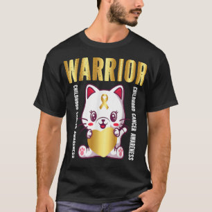 warrior cute cat childhood cancer awareness T-Shirt