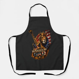 Warrior Dad Lion American Flag Guitar  Apron