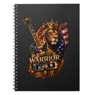 Warrior Dad Lion American Flag Guitar  Notebook