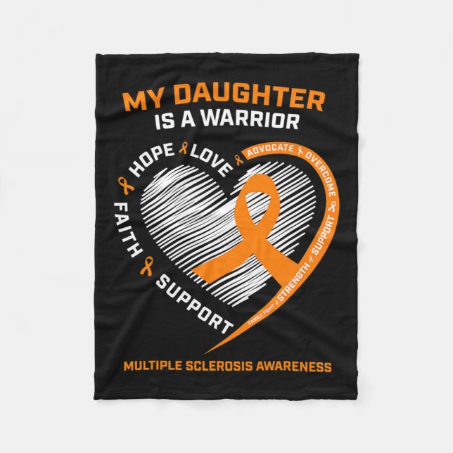 Warrior Daughter Wear Orange Multiple Sclerosis Aw Fleece Blanket (Front)