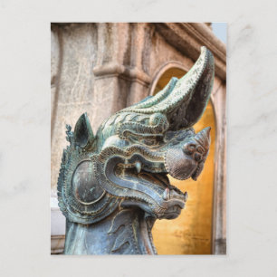 warrior dragon on entry in Buddhist temple Postcard