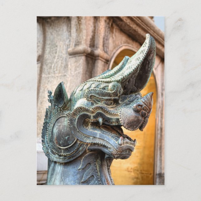 warrior dragon on entry in Buddhist temple Postcard (Front)