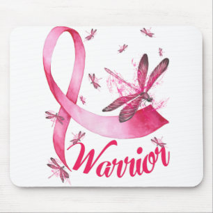 Warrior Dragonfly Breast Cancer Awareness T-Shirt. Mouse Mat