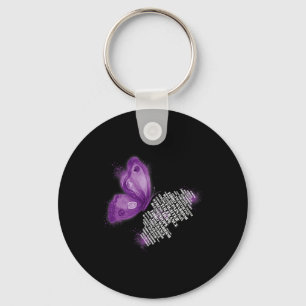 Warrior Fibromyalgia Awareness Women Purple Butter Key Ring