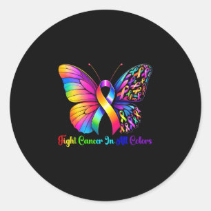 Warrior fight cancer in and every colour ribbon classic round sticker