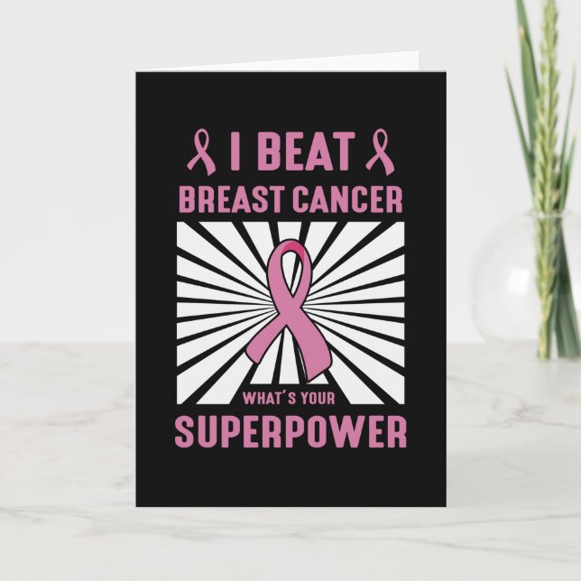 Warrior Fighter I Beat Breast Cancer Survivor Card (Front)