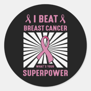 Warrior Fighter I Beat Breast Cancer Survivor Classic Round Sticker