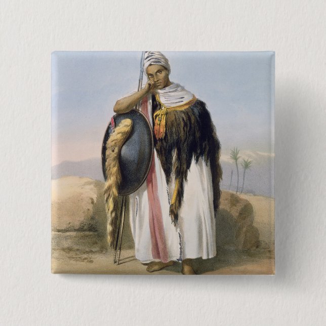 Warrior from Amhara, Ethiopia, illustration from ' 15 Cm Square Badge (Front)