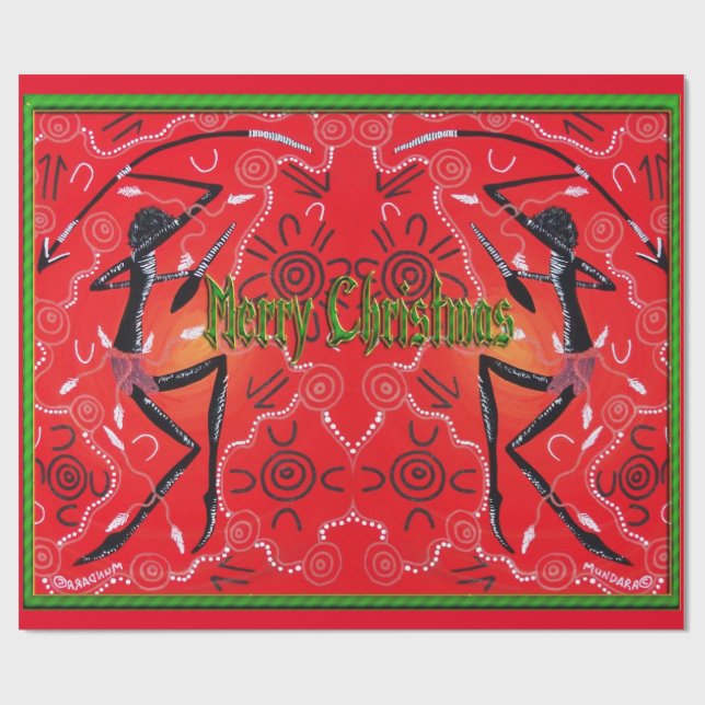 Warrior Full Aboriginal Christmas Wrapping Paper (Flat)