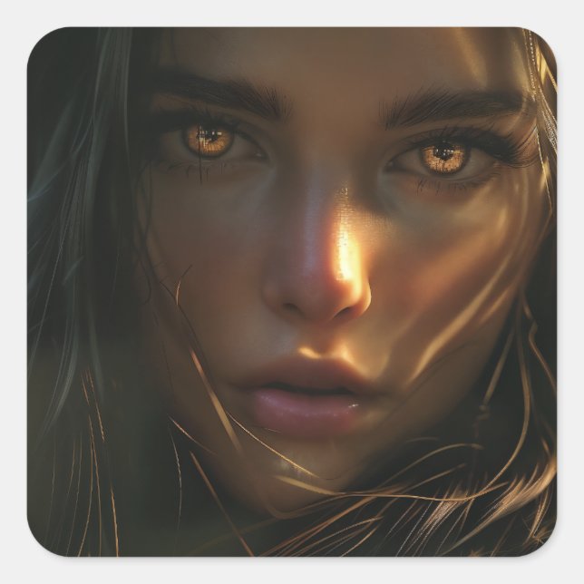 Warrior Girl In Jungle 1 Square Sticker (Front)