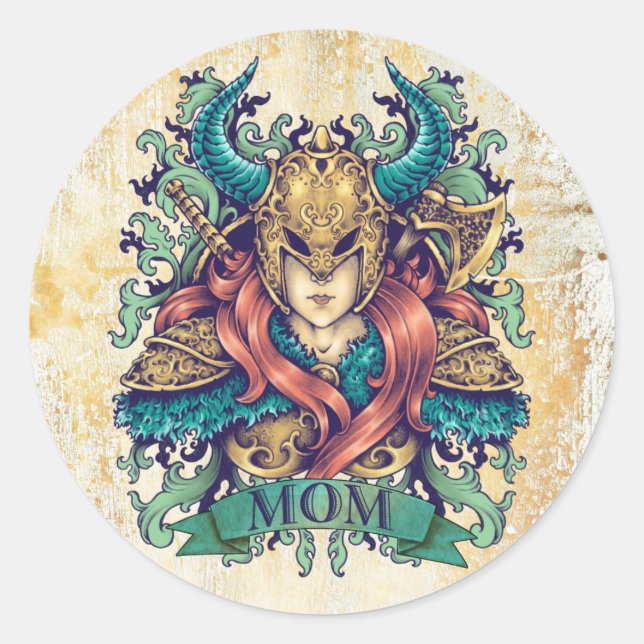 Warrior Goddess Mum ID500 Classic Round Sticker (Front)