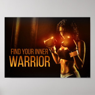 Warrior Gym Boxing Training Female Fighter Body Poster