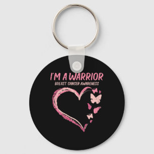 Warrior Heart Butterfly Breast Cancer Awareness Wo Key Ring