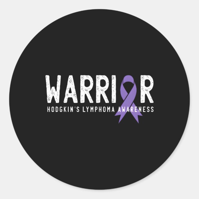 Warrior Hodgkin'S Lymphoma Cancer Awareness Ribbon Classic Round Sticker (Front)