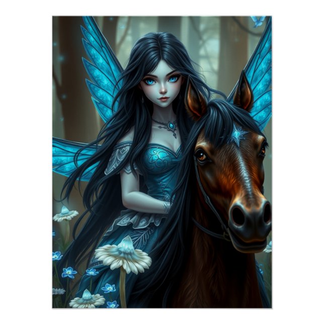 Warrior Horse Fairy Fantasy Art  Poster (Front)