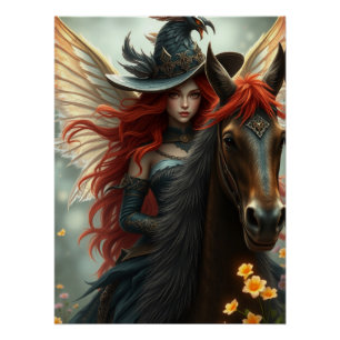 Warrior Horse Fairy Fantasy Art  Poster