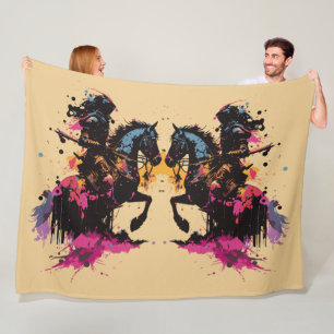 Warrior Horse Watercolor Fleece Blanket