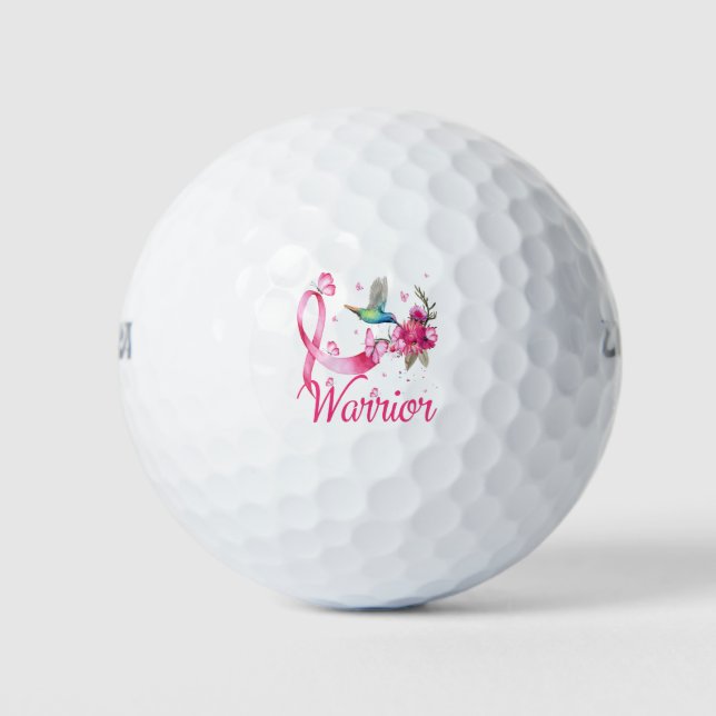 Warrior Hummingbird Breast Cancer Awareness Golf Balls (Front)