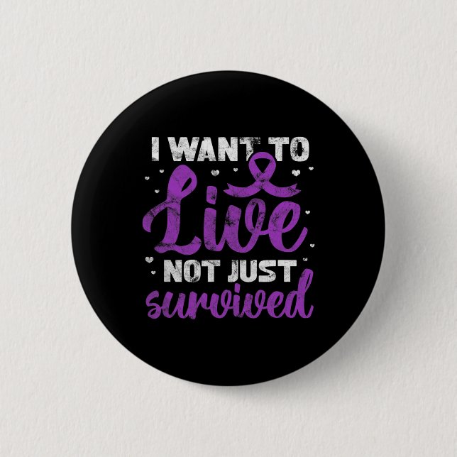 Warrior I Want To Live Not Just Survived Grunge  6 Cm Round Badge (Front)