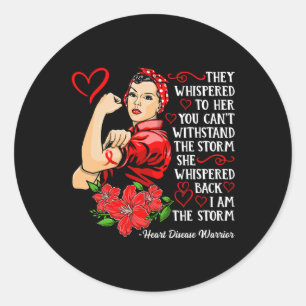 Warrior I Wear Red To Fight Heart Disease Awarenes Classic Round Sticker