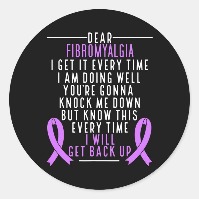 Warrior I Will Get Back Up Fibromyalgia Awareness  Classic Round Sticker (Front)