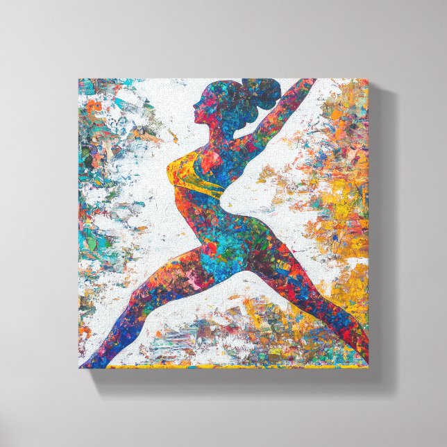 Warrior II Pose Stretched Canvas Print (Front)