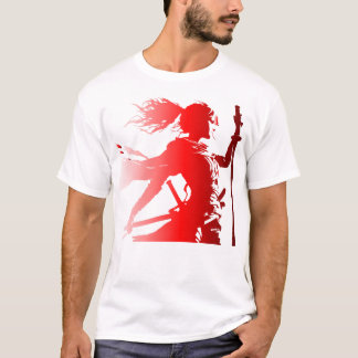 Warrior in Red – Female Silhouette Power T-Shirt