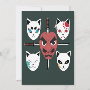 Warrior Katana Samurai Masks Invitation