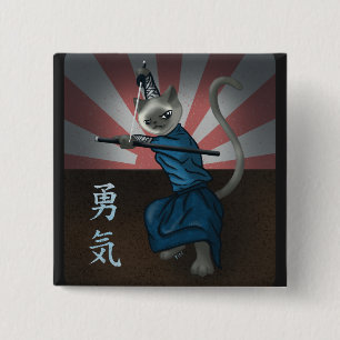 Warrior Kitten 15 Cm Square Badge