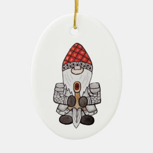 Warrior Knight Gnome Ceramic Tree Decoration