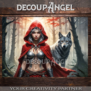 Warrior Little Red and the Wolf Decoupage          Tissue Paper